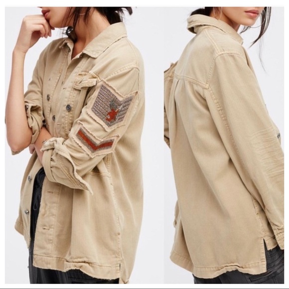 Free People Embellished Military Shirt Jacket - Picture 7 of 10
